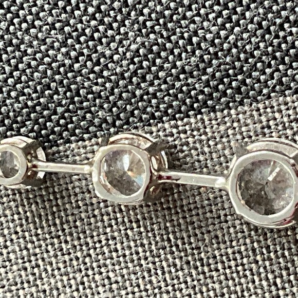 3 Diamonds Cubic Zirconia on 14kt White Gold Necklace - Picture 3 of 8